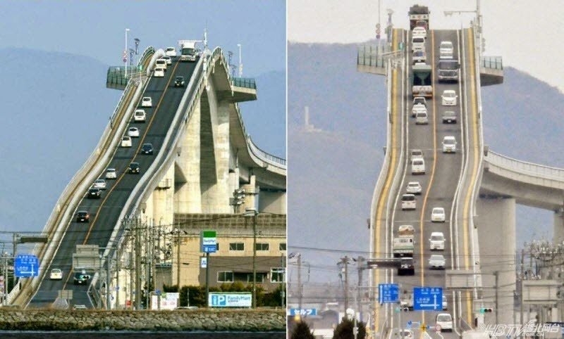 Мост Ешима Охаси в Японском городе Мацуэ (6 фото, 1 видео)