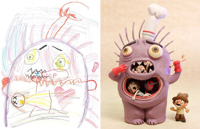 Необычные монстры на основе детских рисунков (25 фото)