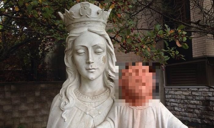 В Канаде к изуродованной статуе Иисуса прилепили голову Мэгги Симпсон