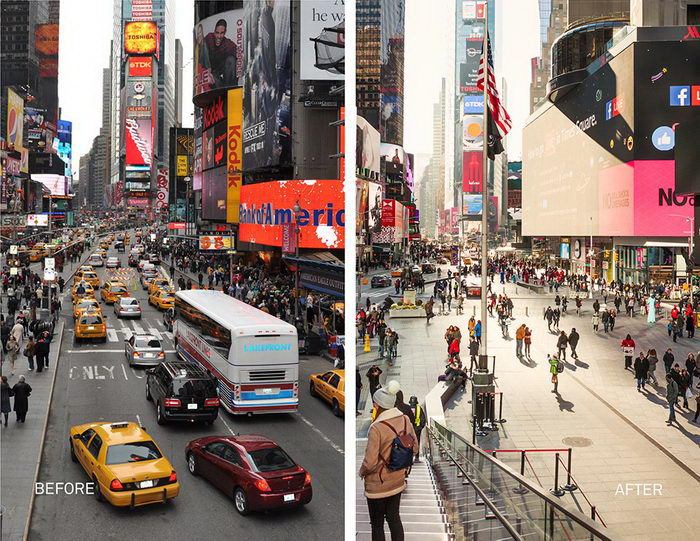 Таймс-Сквер в Нью-Йорке стала пешеходной зоной