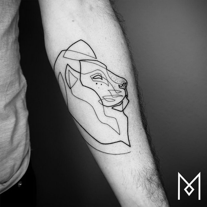 Татуировки в одну линию - работы Mo Ganji