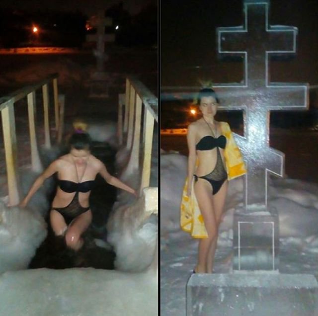 Девушки на крещенских купаниях 2018 (22 фото)