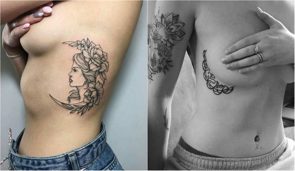 Татуировки возле сисек, новая мода (25 фото)