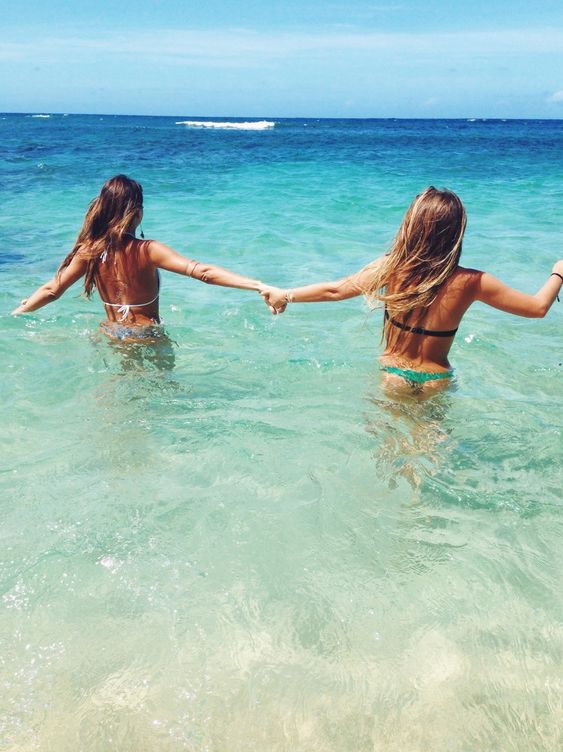 Девушки Лето Пляж Море