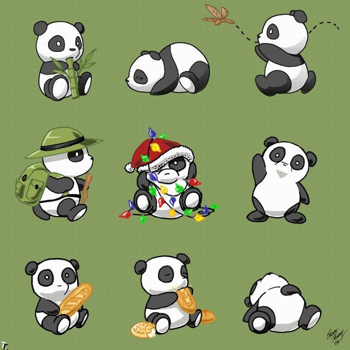 Рисованые панды