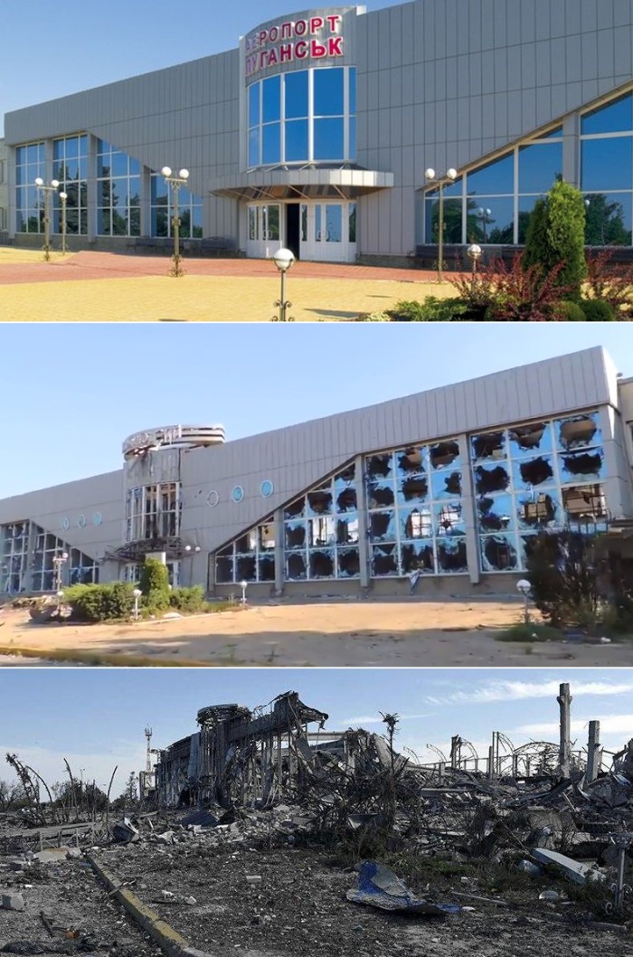 Аэропорт Луганска, до и сейчас