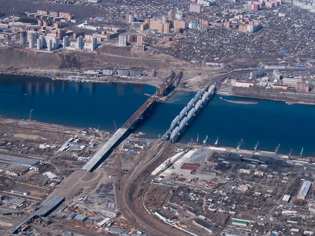 Строительство четвёртого автомобильного моста через Енисей в Красноярске