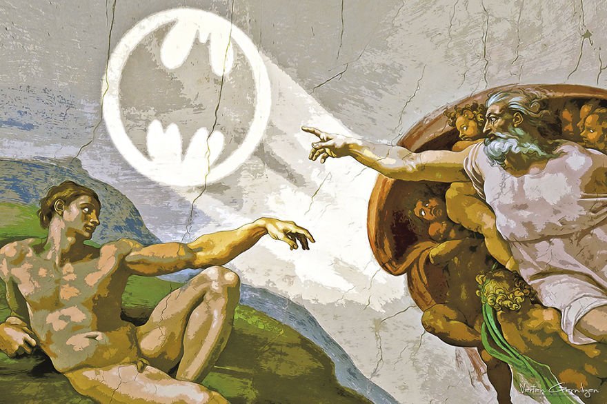Знаменитые картины переделанные в поп-арт посвящённый Бэтмену (5 рисунков)