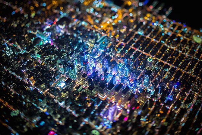 Аэрофотоснимки ночного Нью-Йорка (9 фото)