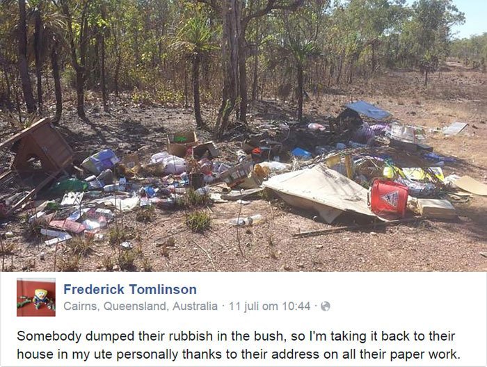 Австралиец вернул правонарушителю весь мусор который тот выбросил за городом (6 фото)