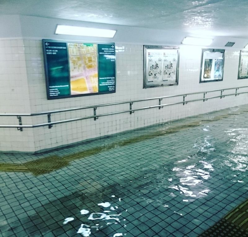 Японские улицы во время потопа метро превращается в плавательный бассейн (4 фото)
