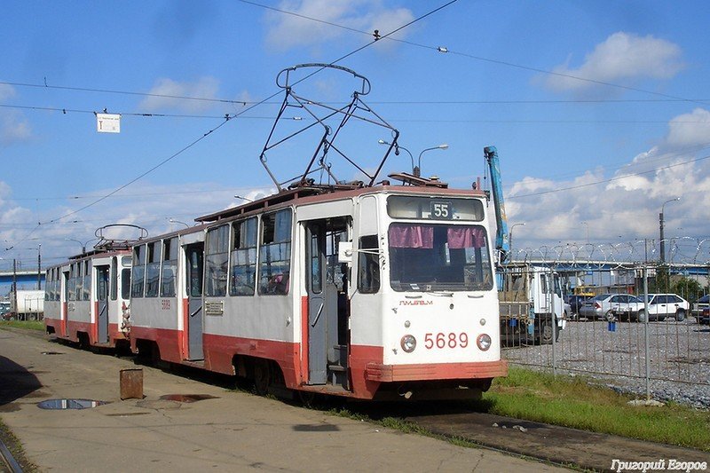 По следам трамвайных поездов ЛМ-68М город Санкт-Петербург (23 фото)