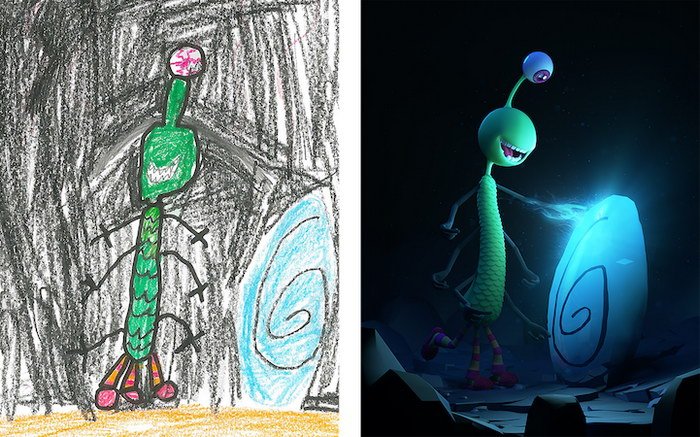 Превращения детских рисунков в профессиональные иллюстрации (12 фото)