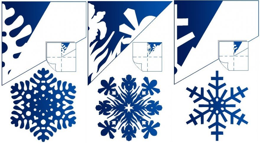 Интересные схемы снежинок из бумаги (22 фото)