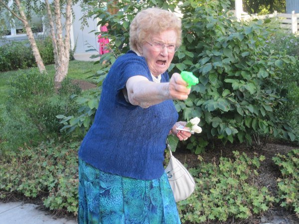 Бабушка с пистолетом (18 фото)