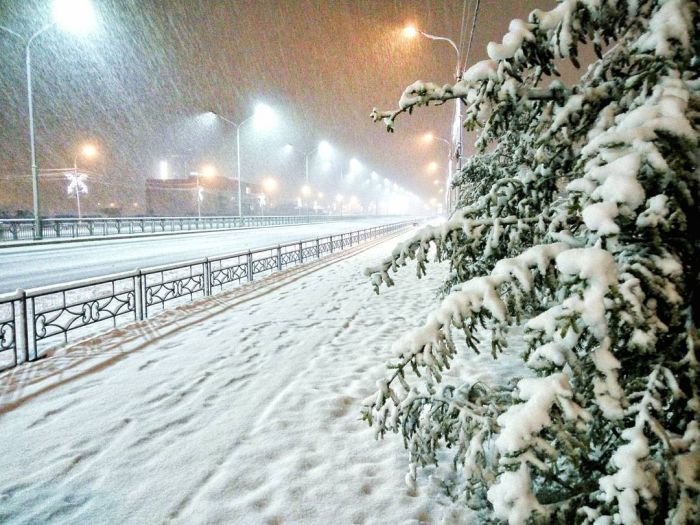 Сильный снегопад в Красноярске