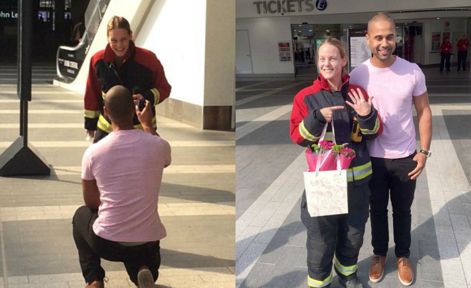 Парень вызвал спасателей чтобы сделать предложение девушке-пожарному