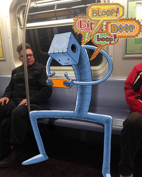 Монстры в нью-йоркском метро нарисовал Ben Rubin