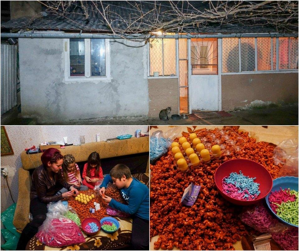Румынская семья без устали засовывает игрушки в шоколадные яйца