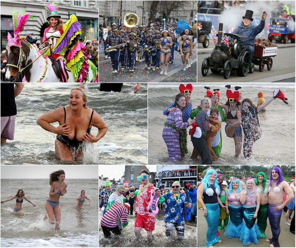 Ежегодный парад в Лондоне и купание в Северном море (49 фото)