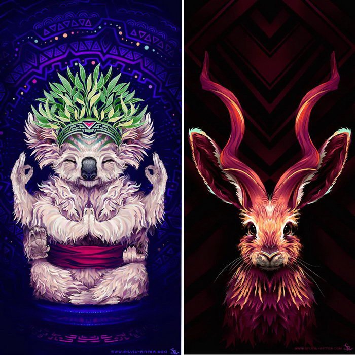 Яркие психоделические животные в картинах Sylvia Ritter
