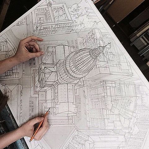 Студентка рисует потрясающие проекты и эскизы зданий