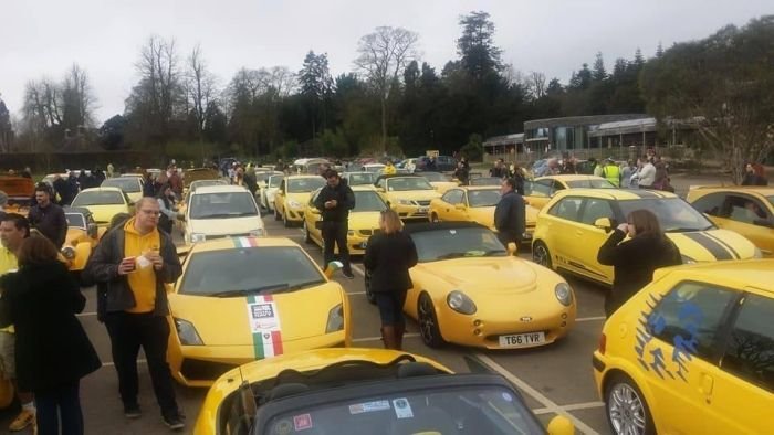 Владельцы желтых автомобилей собрались, чтобы поддержать британского пенсионера