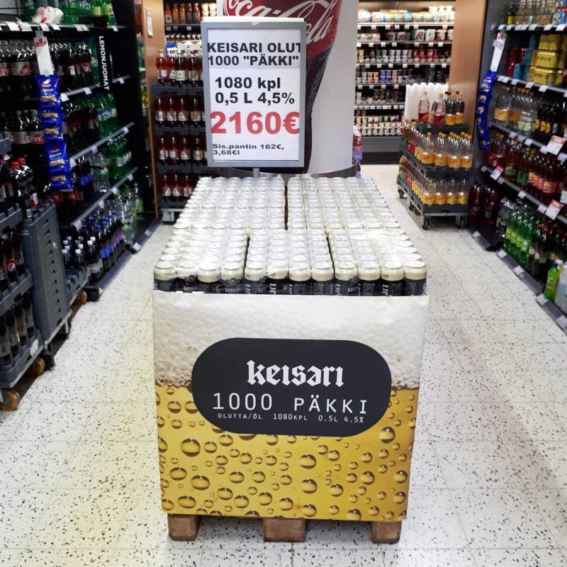 Финская Упаковка с пивом на 1080 банок