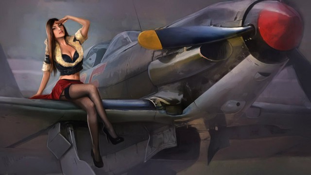Пинап-картинки девушки с самолетами