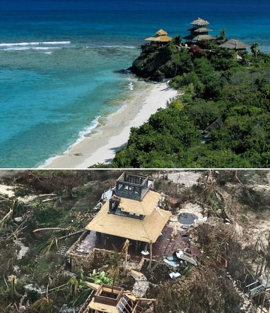 Развалины дома миллиардера Ричарда Брэнсона после урагана «Ирма»