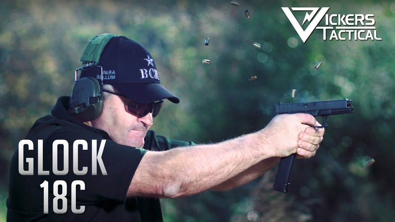 Боевой пистолет Glock 18C замедленная съёмка 4K