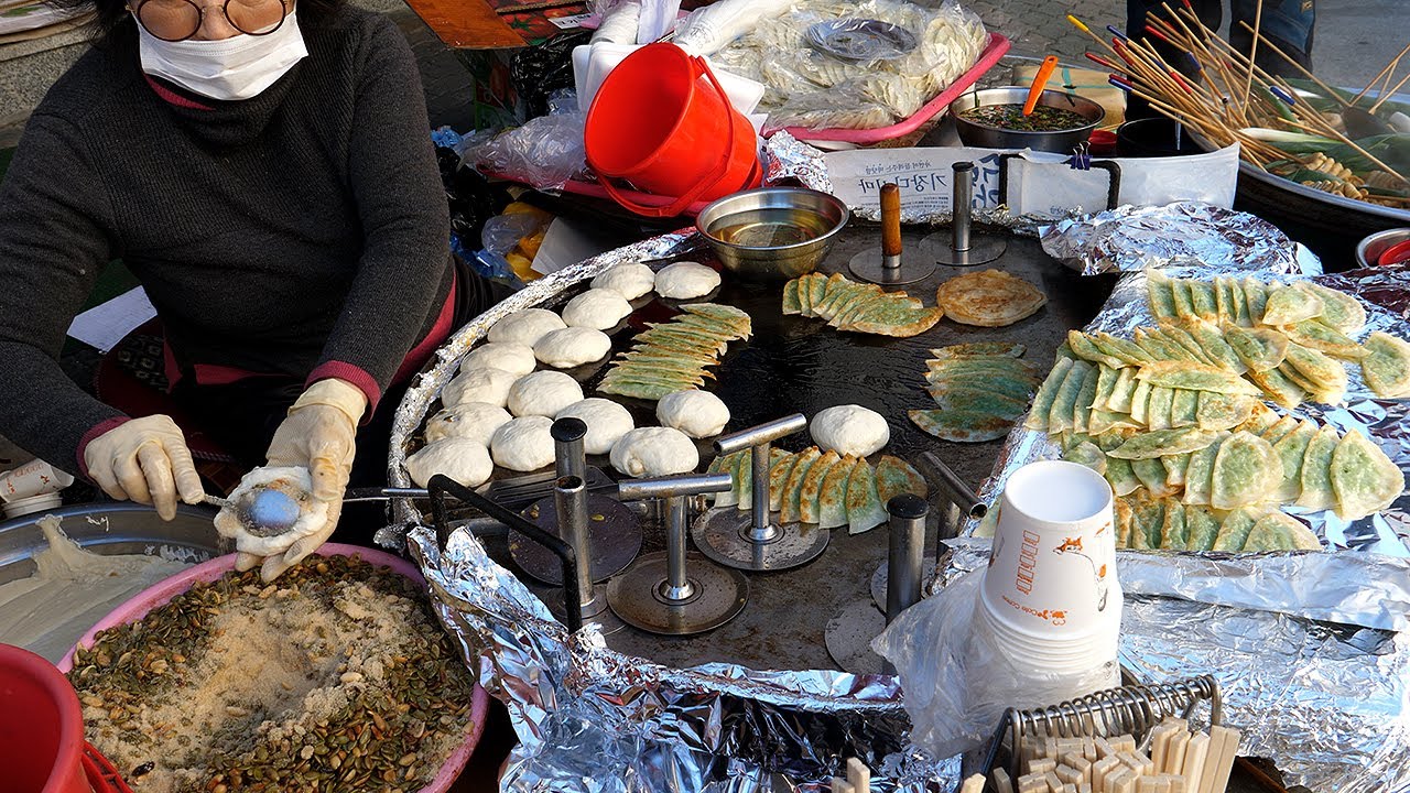 Плоские пельмени, сладкие блины, рыбный пирог - корейская уличная еда