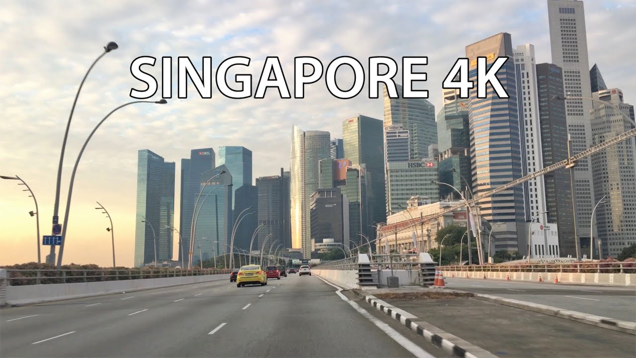 Улицы Сингапура. Singapore 4K - Driving Downtown - Morning Drive