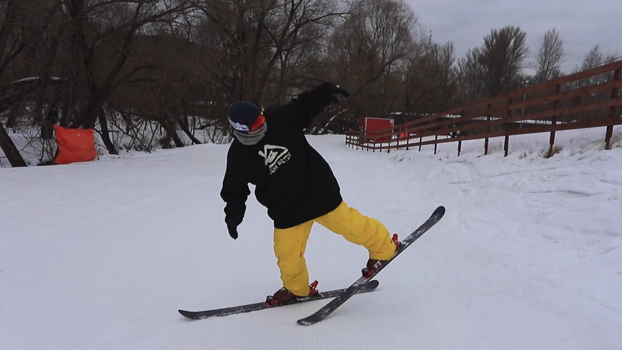 Как прыгать в свиче (задней стойке) на лыжах спиной вперед. how to zero spin on skis