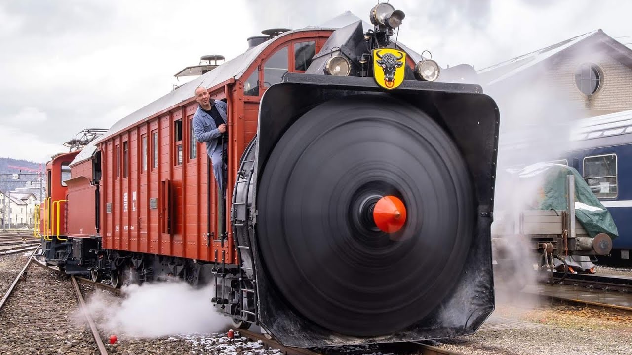 Поезд На Углях - First Steam Test Snow Blower, Dampfschneeschleuder SBB Xrot 100 erstmals unter Dampf nach 40 Jahren!